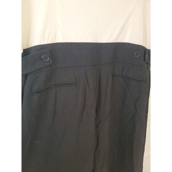 BCBG Maxazria Wide Leg Trouser Jumpsuit SZ 12 Ruffled Sleeveless White/Black - Picture 8 of 11